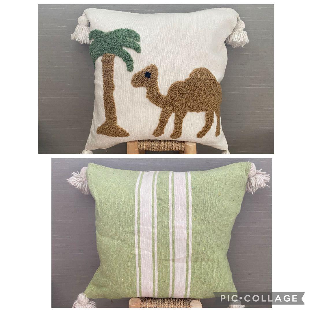 モロッコ　直輸入　2点セット　刺繍　クッションカバー