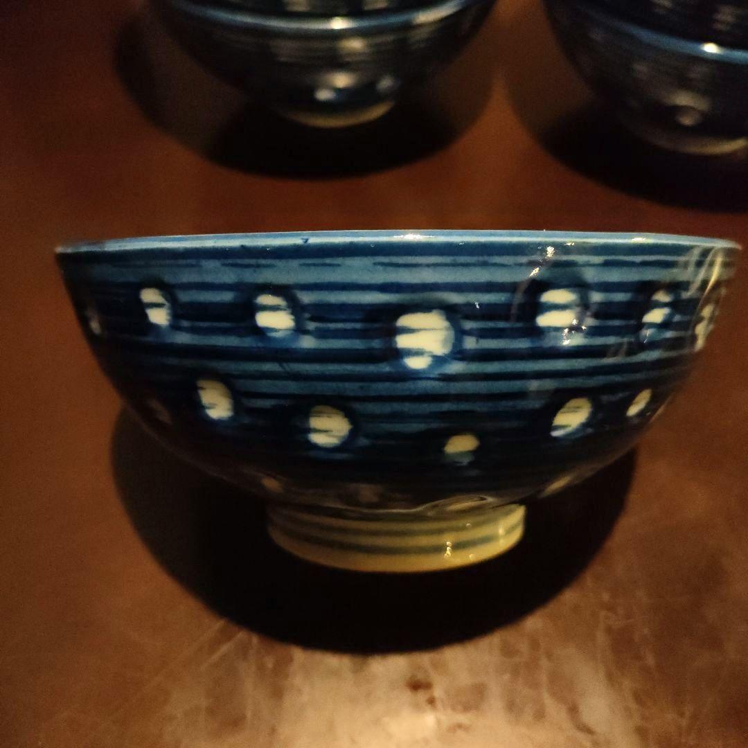 青い水玉模様の丼 18個セット