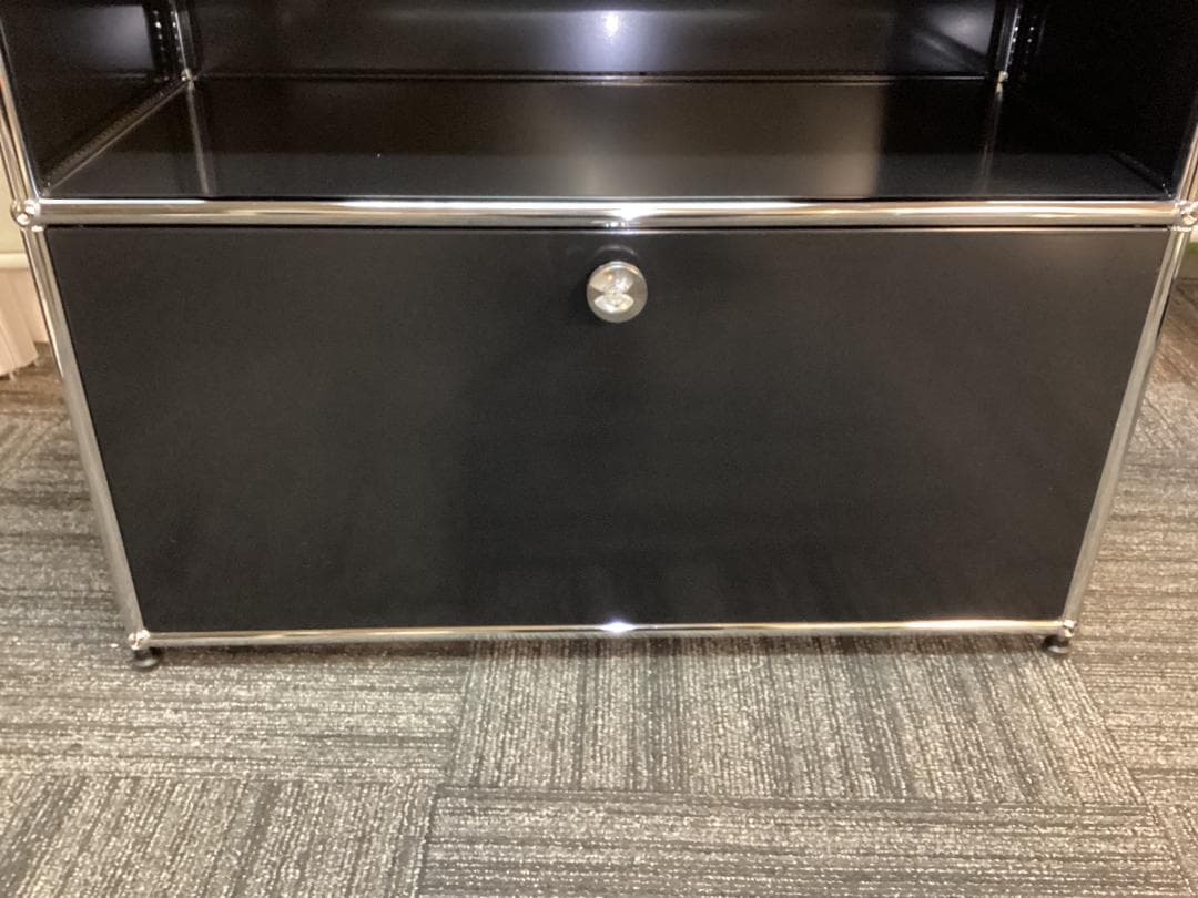 鍵付き　USMハラー ２段 オープンキャビネット シェルフ ブラック プルダウン