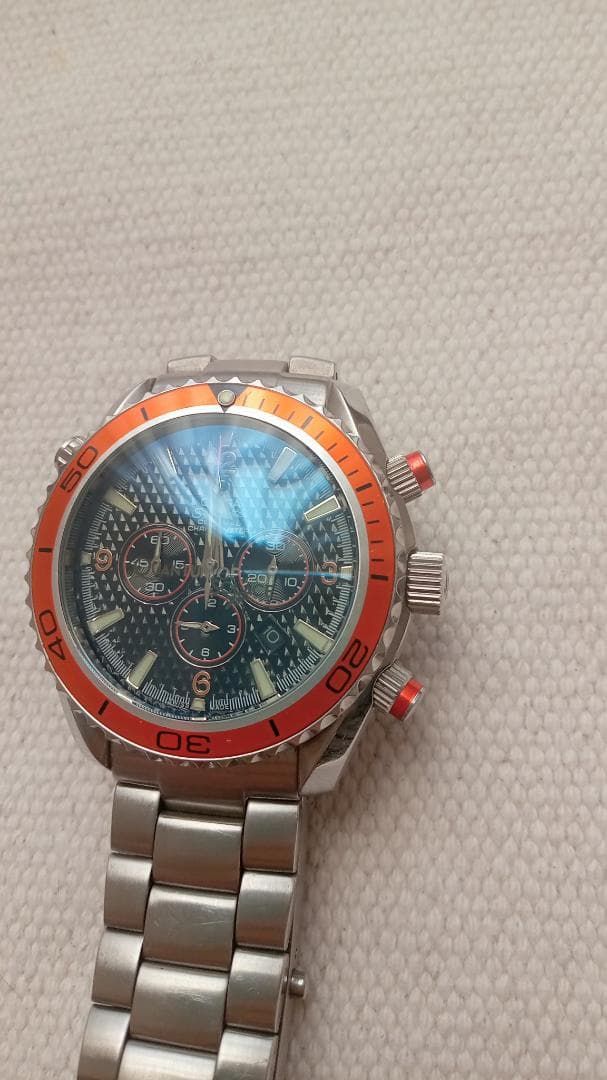 クロノグラフダイバーズ腕時計 オレンジ シルバー