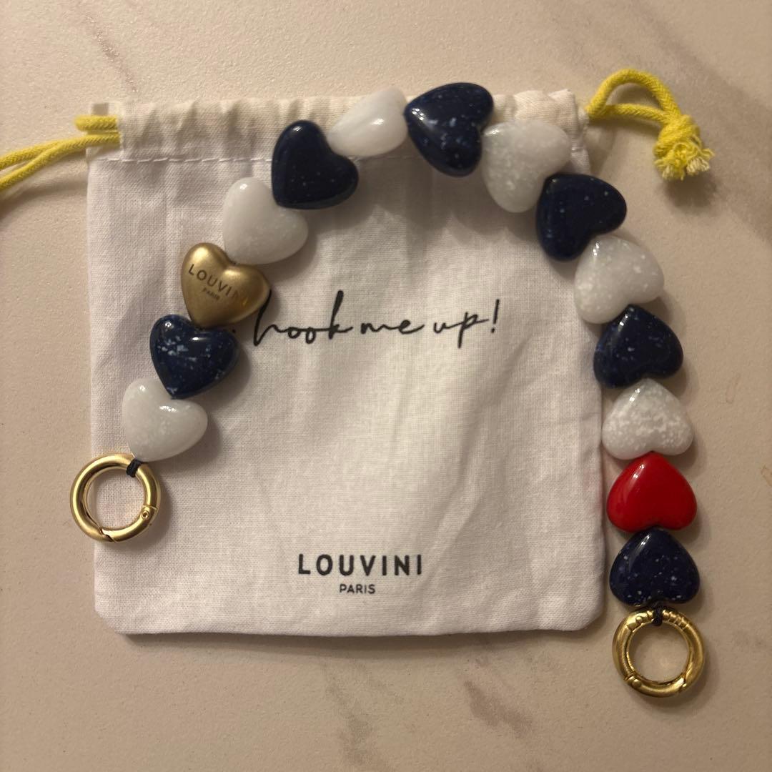 LOUVINI ハンドストラップ　PETIT CUORE　NAVY-WHITE