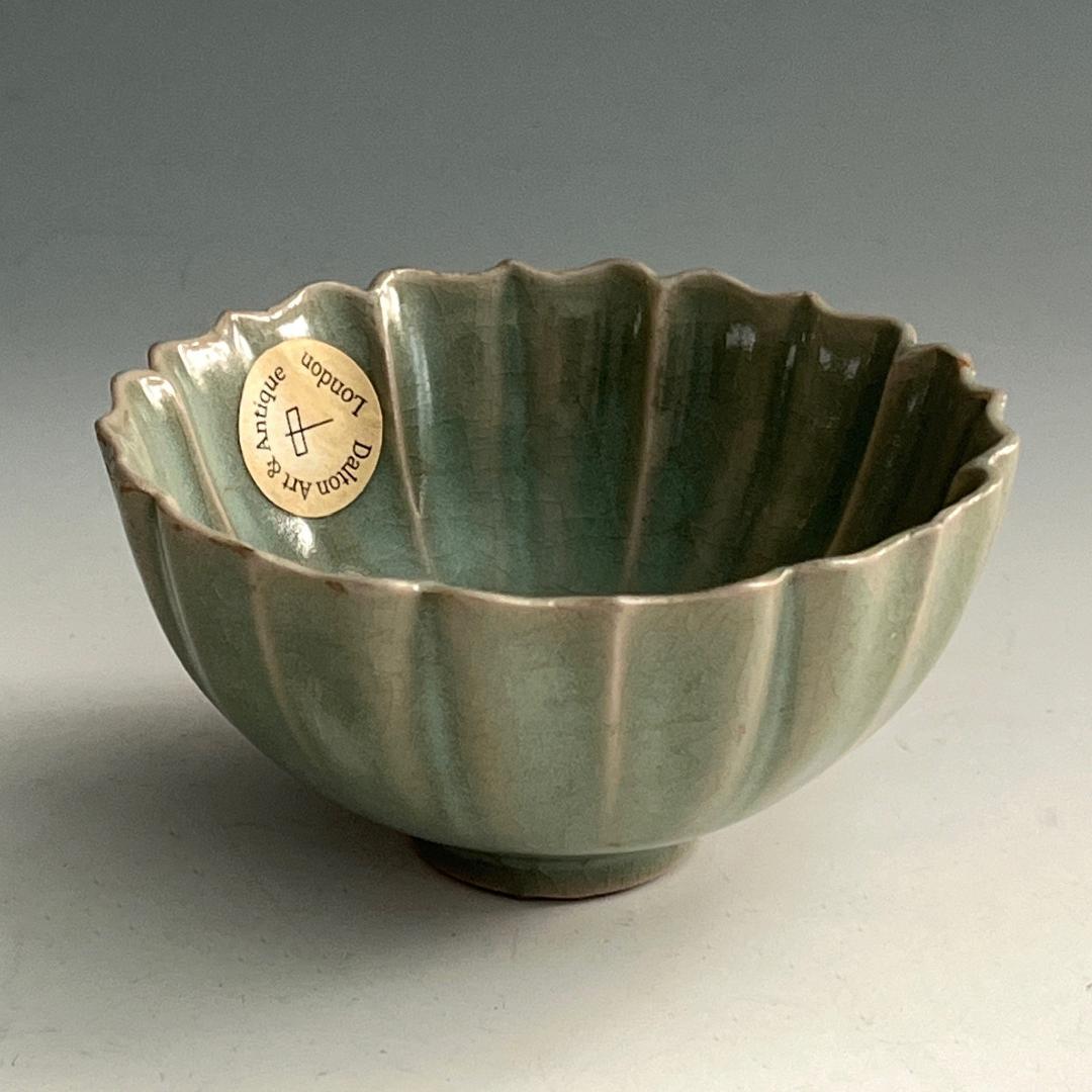 唐物 青磁稜花盃 氷裂紋 中国美術 古玩 SN75