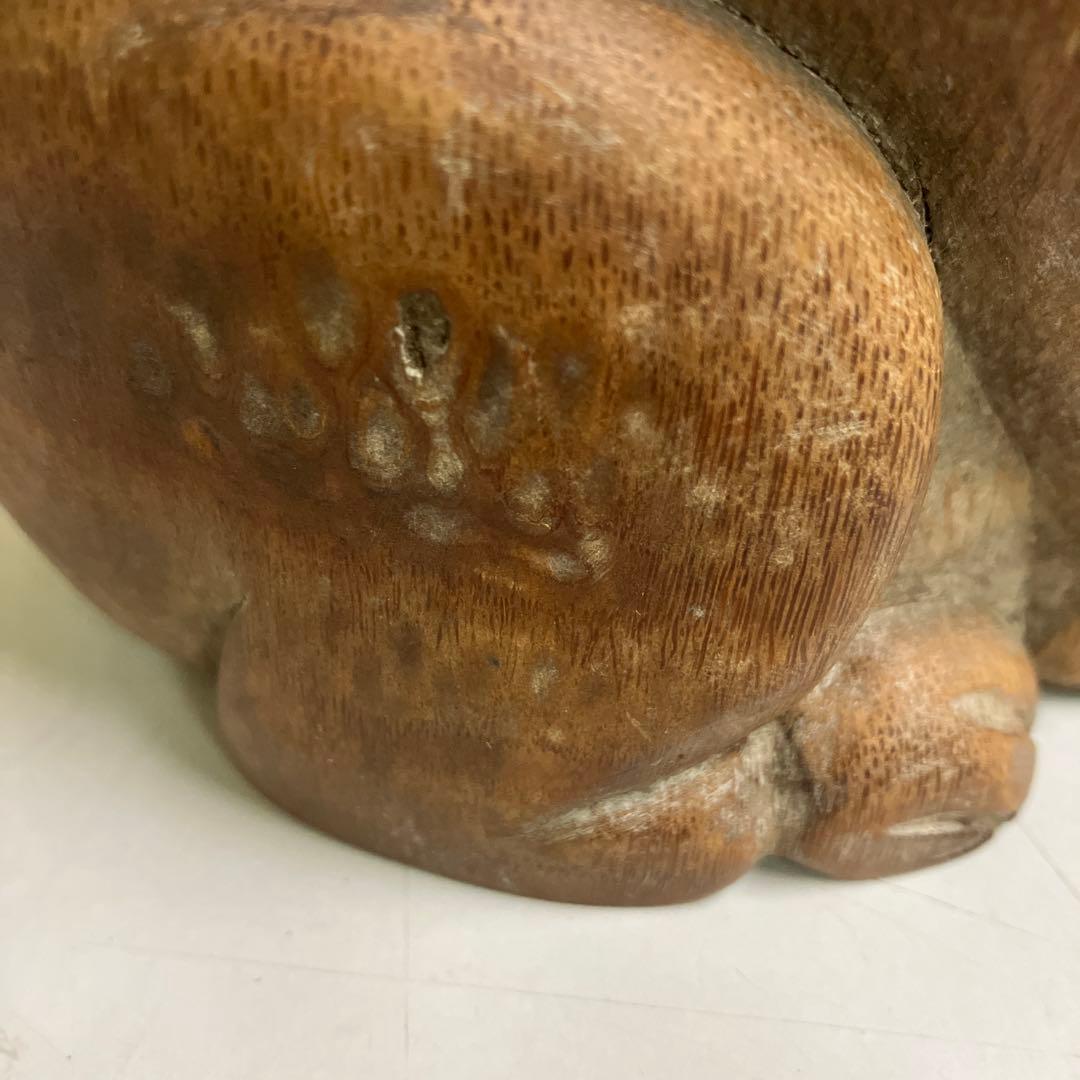 E-4昭和レトロ 招き猫 木製 置物 木彫り縁起物 2点セット 古道具 オブジェ