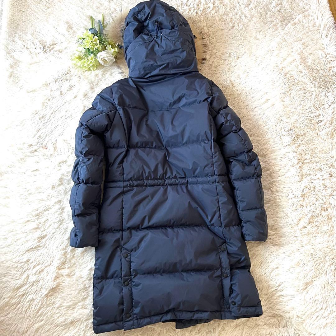 NANGA ネイビー レディースロングダウンジャケットXLファー付き