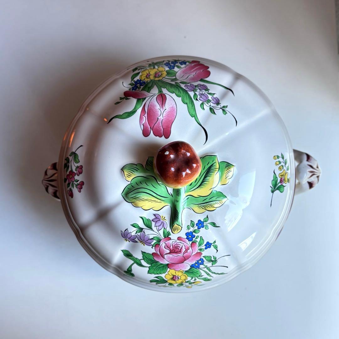 フランス アンティーク リュネヴィル K&G スーピエール 蓋付ボウル 花柄