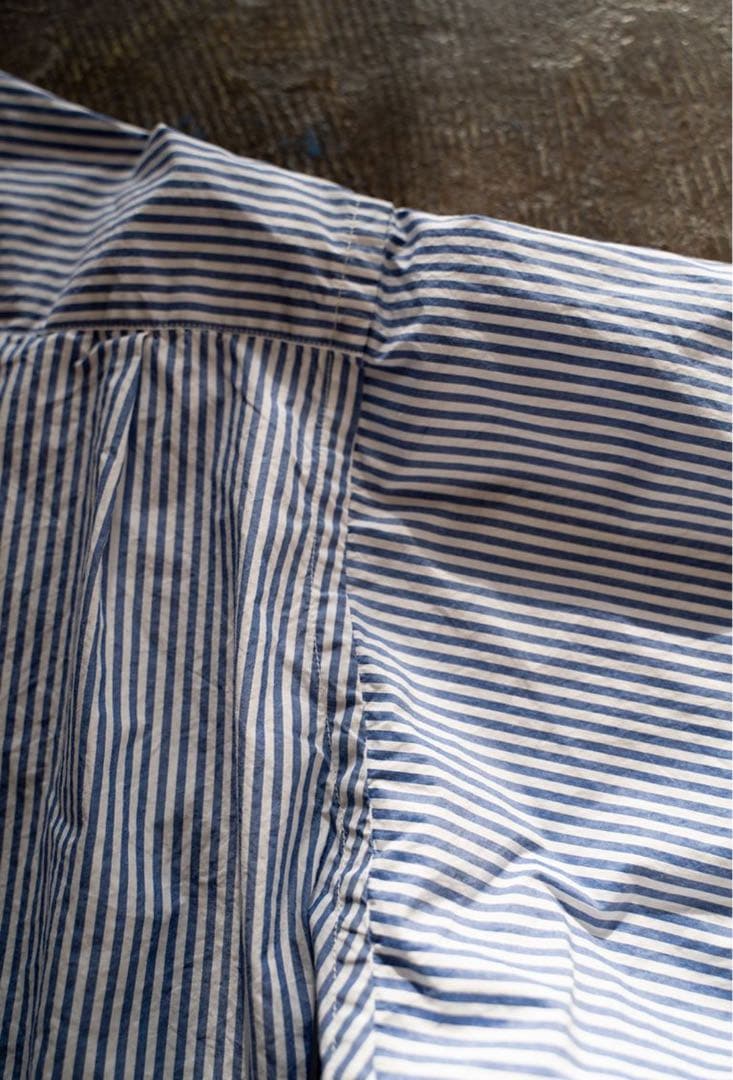 CIOTA スビンコットンタイプライターバンドカラーシャツ ロンドンストライプ