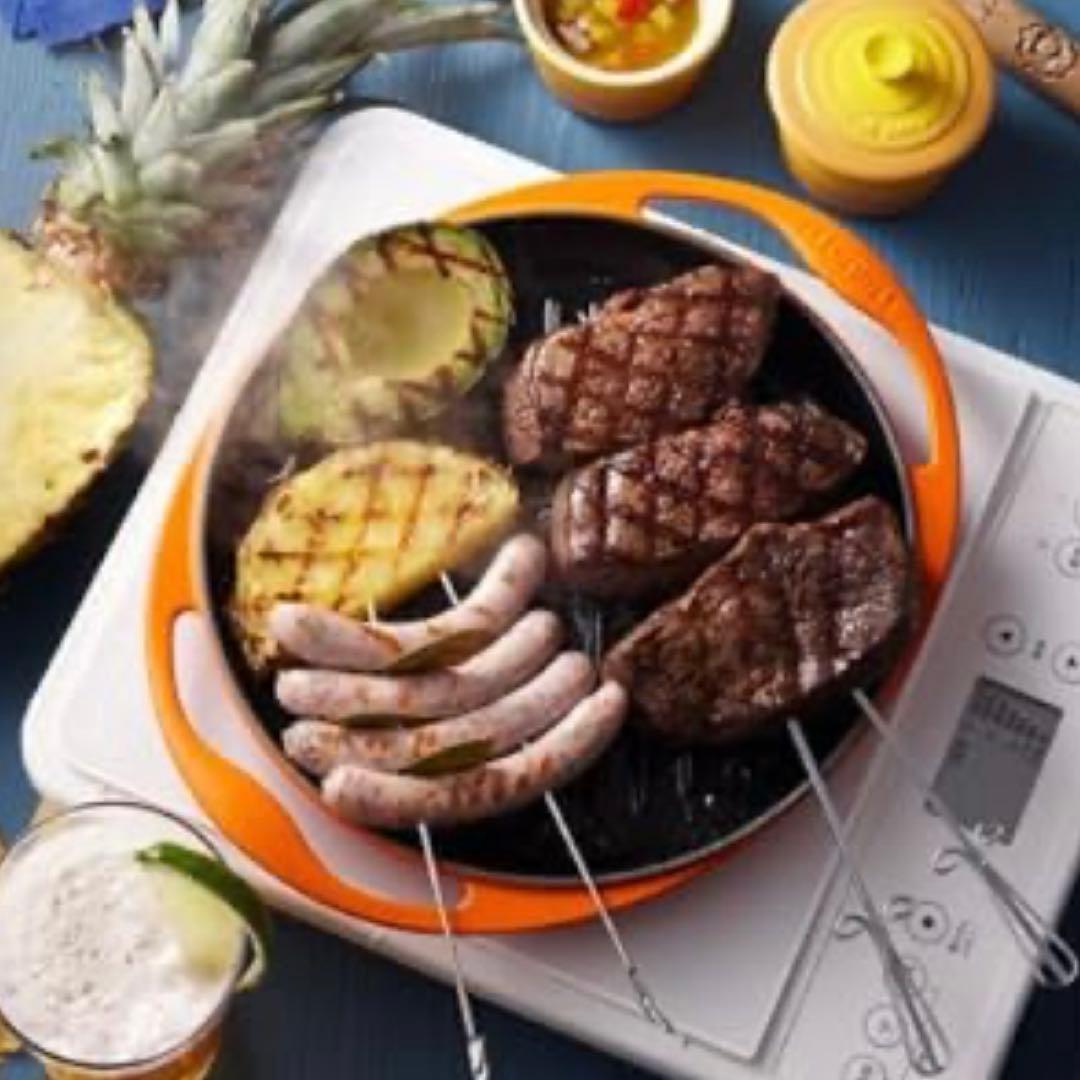 【美品】LE CREUSET　グリル ロンド チェリーレッド　26cm