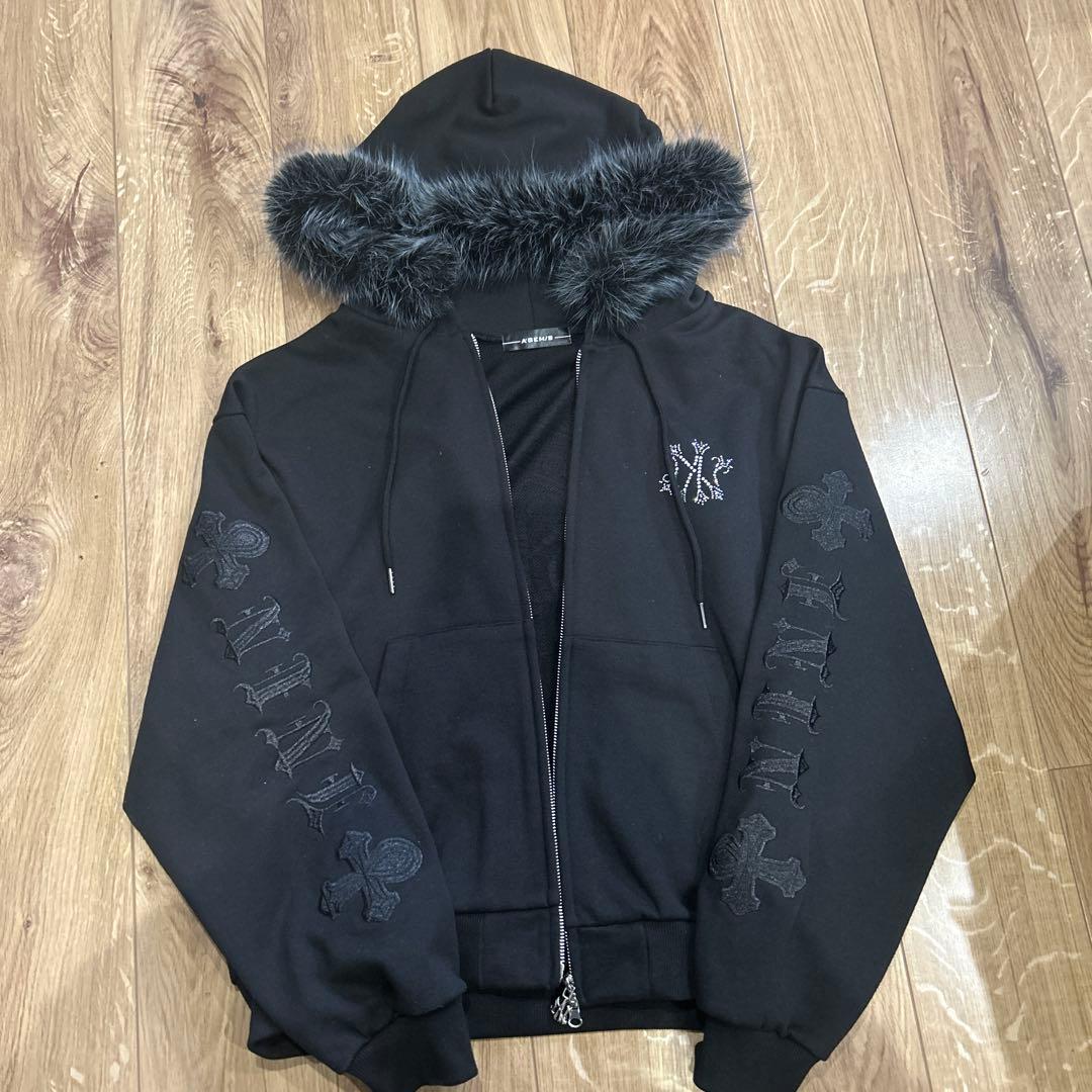 A'GEM/9 ブラック フード付きパーカー