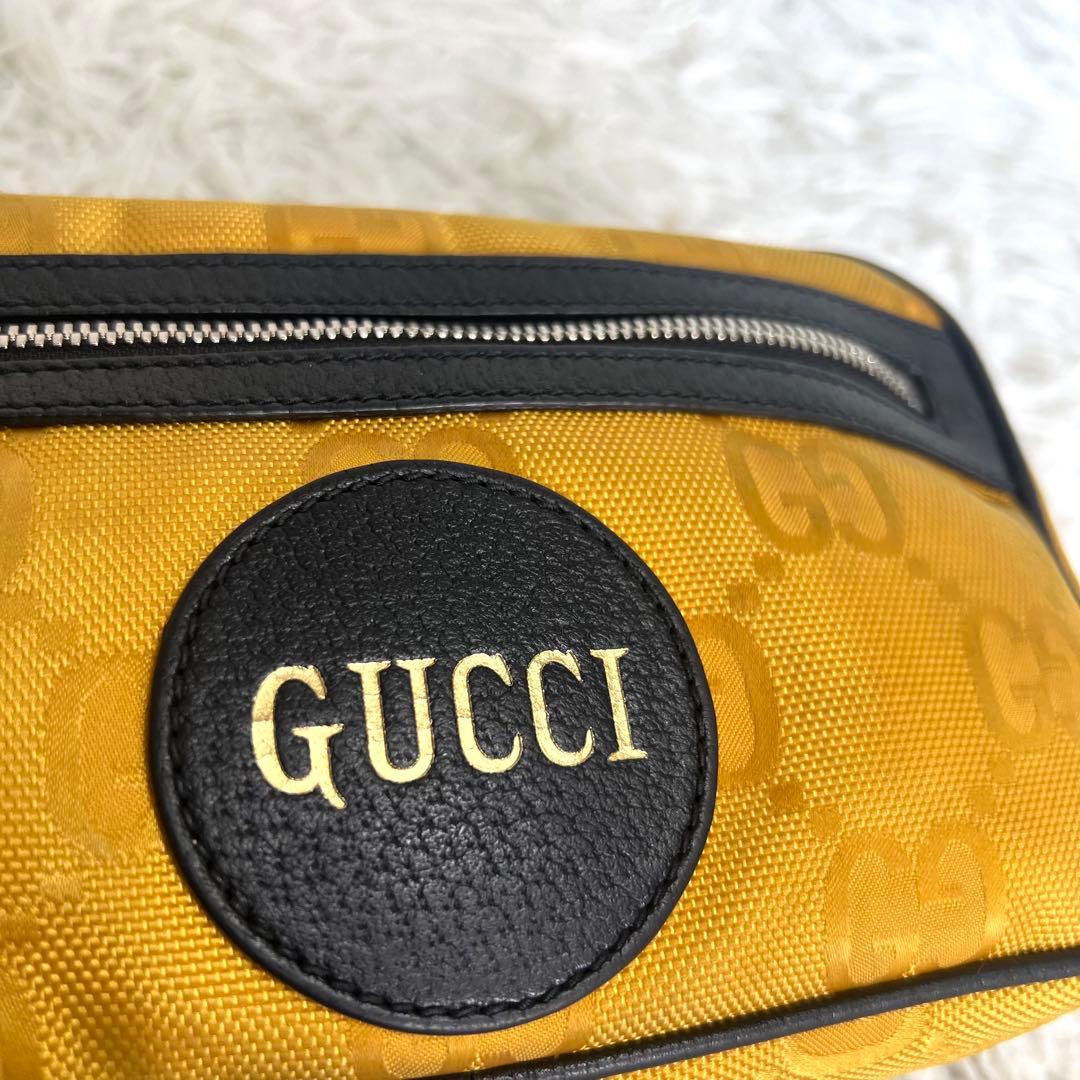 【良品】GUCCI グッチ オフザグリッド ボディバッグ GG柄　イエロー