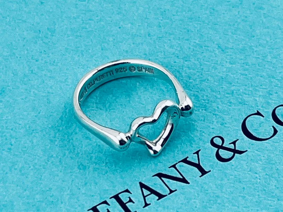 h922 美品　ティファニー　オープンハート　リング　シルバー925 約7.5号