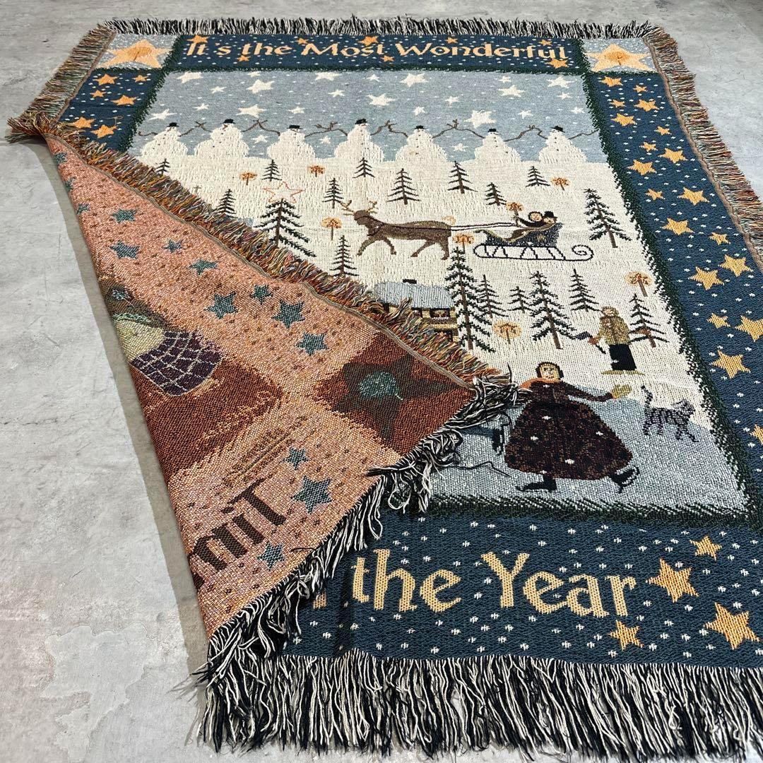 クリスマス　マルチ・ソファカバービンテージラグ　160x132