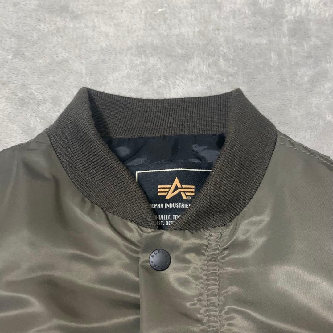 ALPHA ナノユニバース別注 MA-1 ラムレザー レザージャケット カーキ