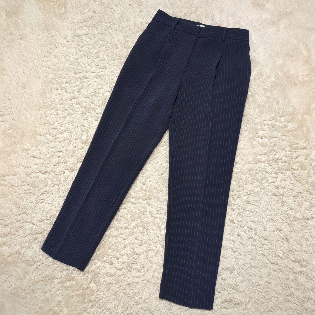 美品！PLST　ノーカラーパンツスーツセットアップ　M　2024年モデル　紺