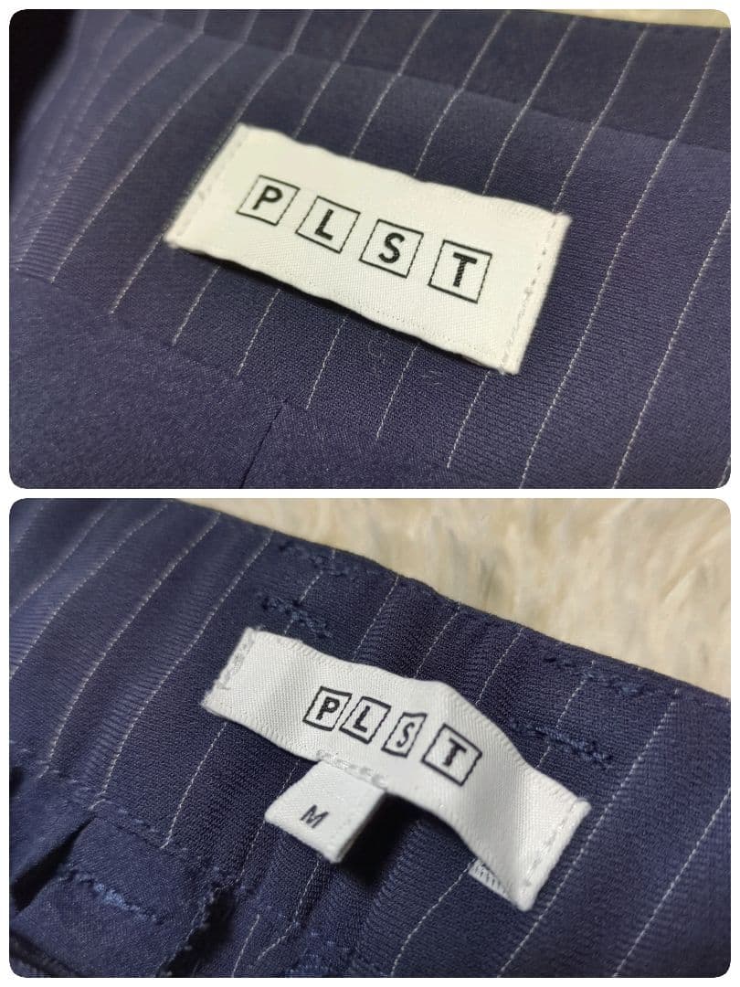 美品！PLST　ノーカラーパンツスーツセットアップ　M　2024年モデル　紺