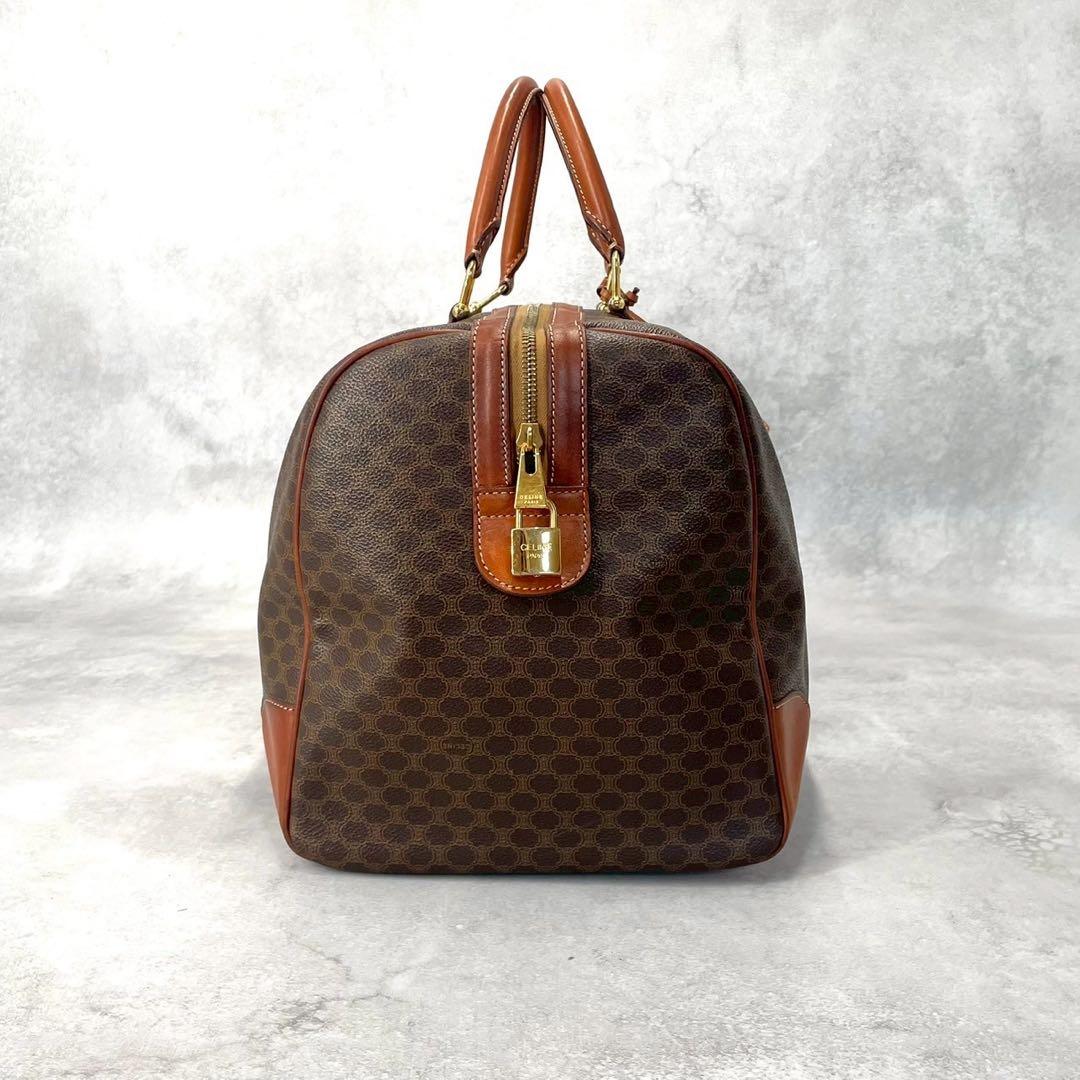 【大容量/美品】セリーヌ　ボストンバッグ　マカダム　レザー　ゴールド金具　南京錠