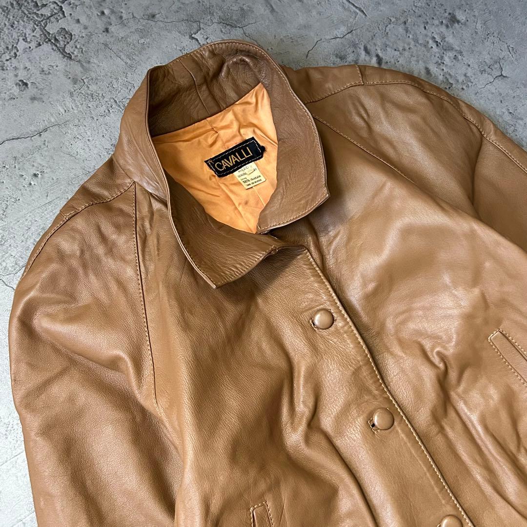 vintage 希少 CAVALLI 本革 レザー ジャケット コート ベルト