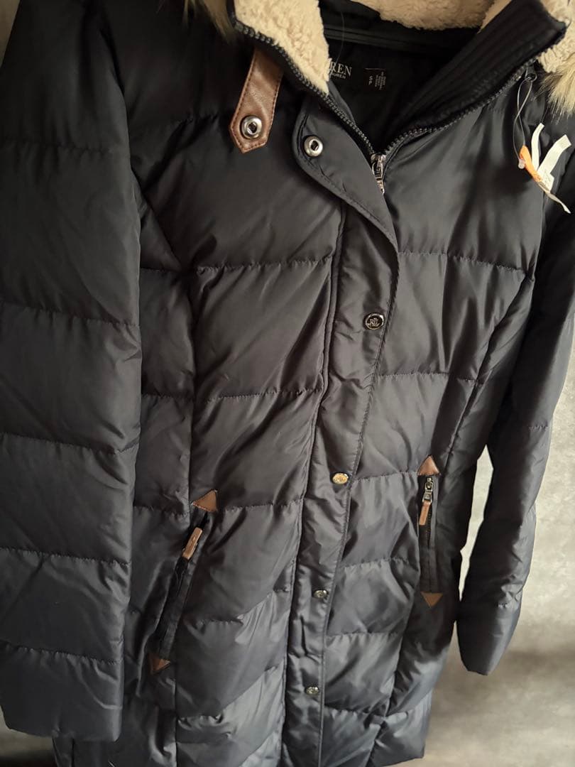 ラルフローレン フード付き ロングダウンジャケット ブラック