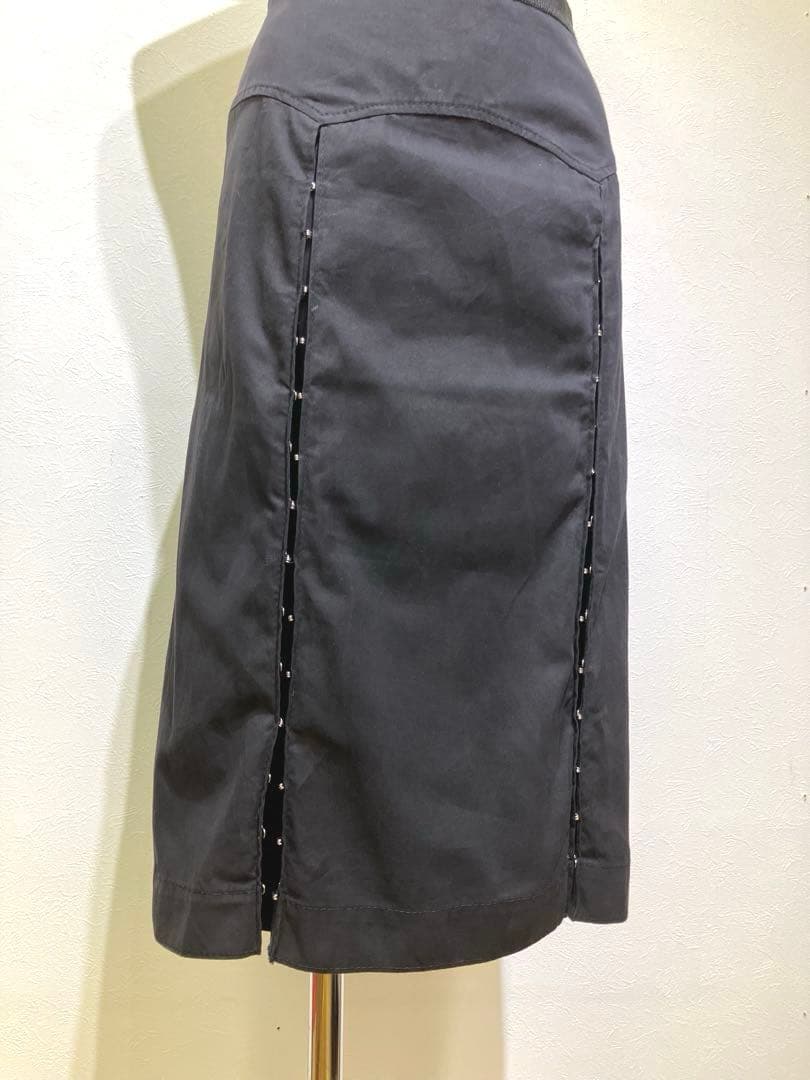 MIU MIU 黒 タイト フレアスカート ミモレ丈　前後ホック　イタリア製