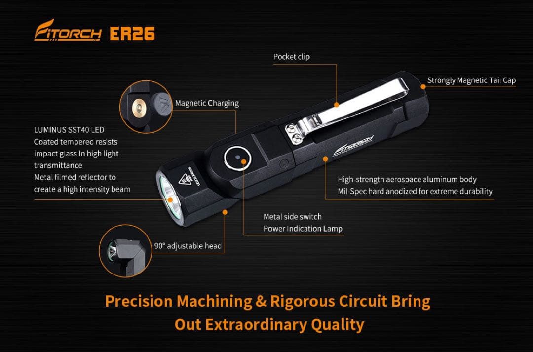 Fitorch ER26 高輝度1380LM 調整可LEDライト 防水