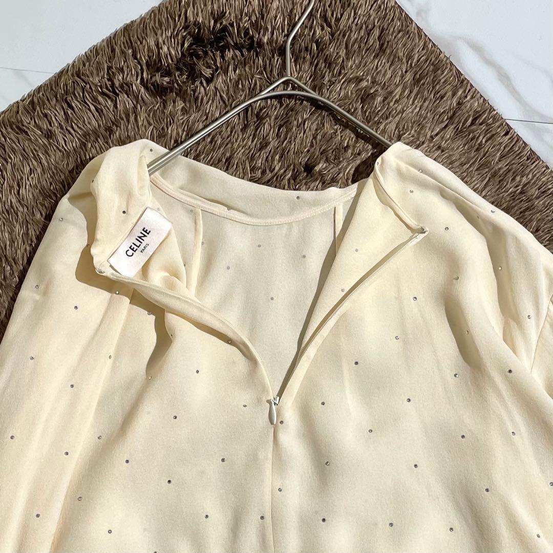 現行未使用級✨ セリーヌ CELINE アシンメトリーブラウス ラインストーン