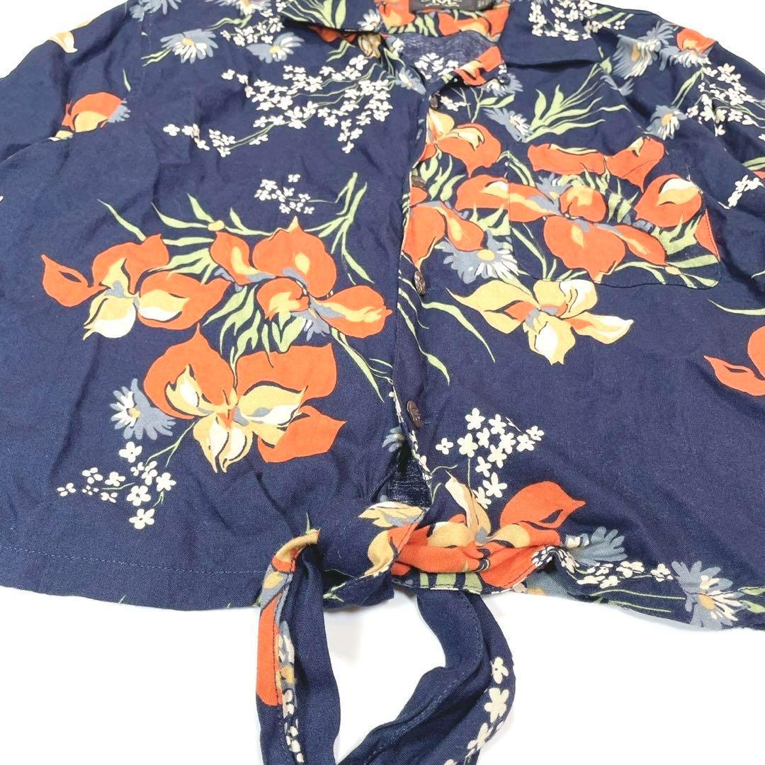 美品 RRL ダブルアールエル アロハシャツ 花柄 総柄 レーヨン ネイビー