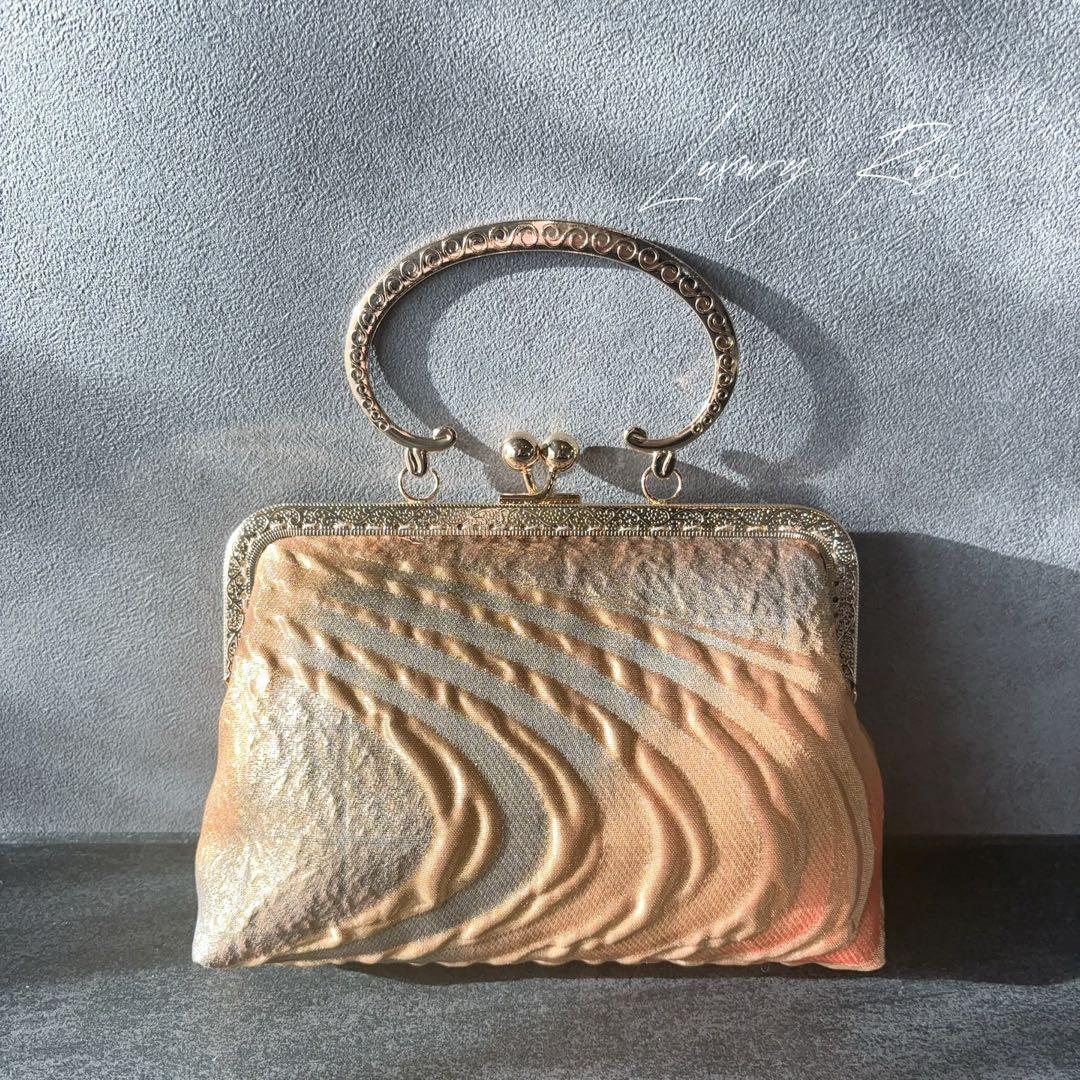 黄金の国ジパング〜シルクロード佐賀錦上品な銅金色♡チェコガラスを添えた帯バッグ