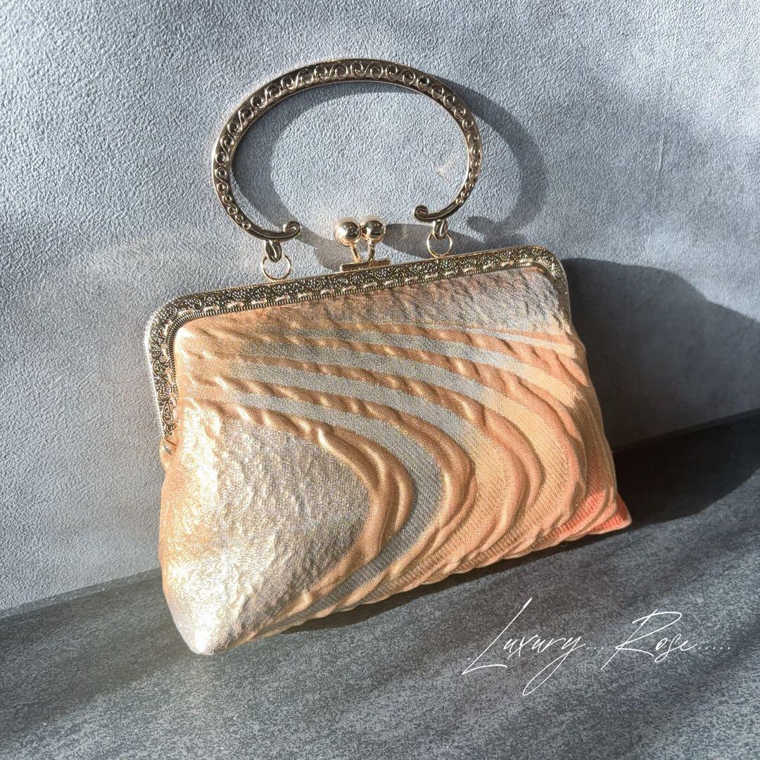 黄金の国ジパング〜シルクロード佐賀錦上品な銅金色♡チェコガラスを添えた帯バッグ