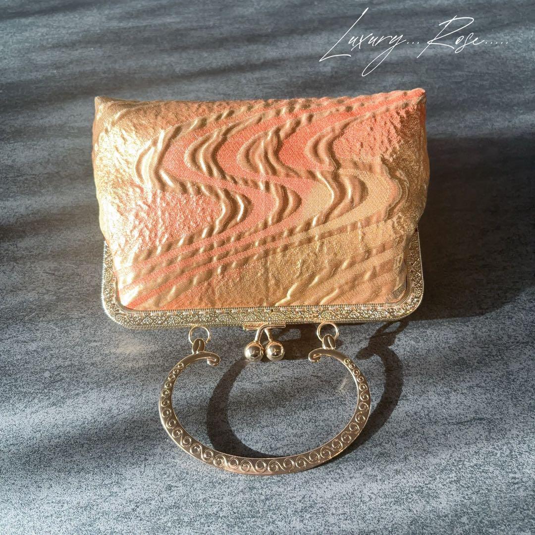 黄金の国ジパング〜シルクロード佐賀錦上品な銅金色♡チェコガラスを添えた帯バッグ