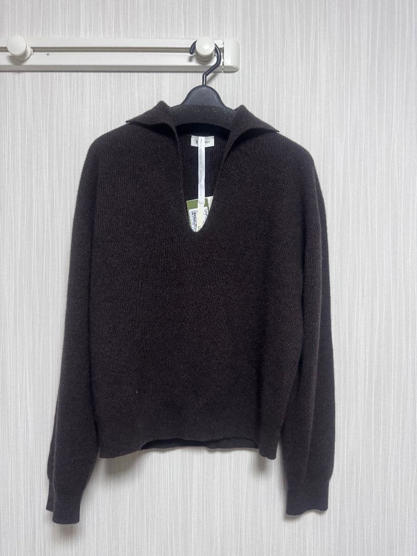 【新品タグ付】LILY SILK 100%カシミヤ Vネック ポロカラーセーター