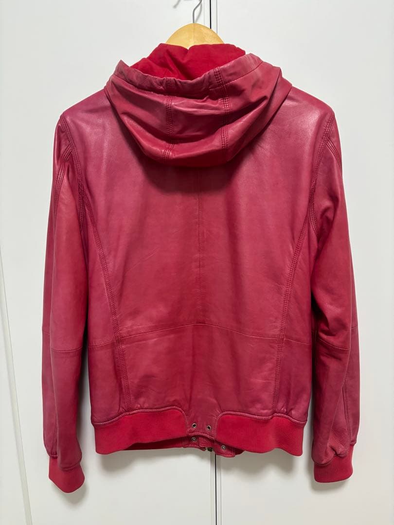 DIESEL ディーゼル レザーパーカージャケット 羊革 レッド