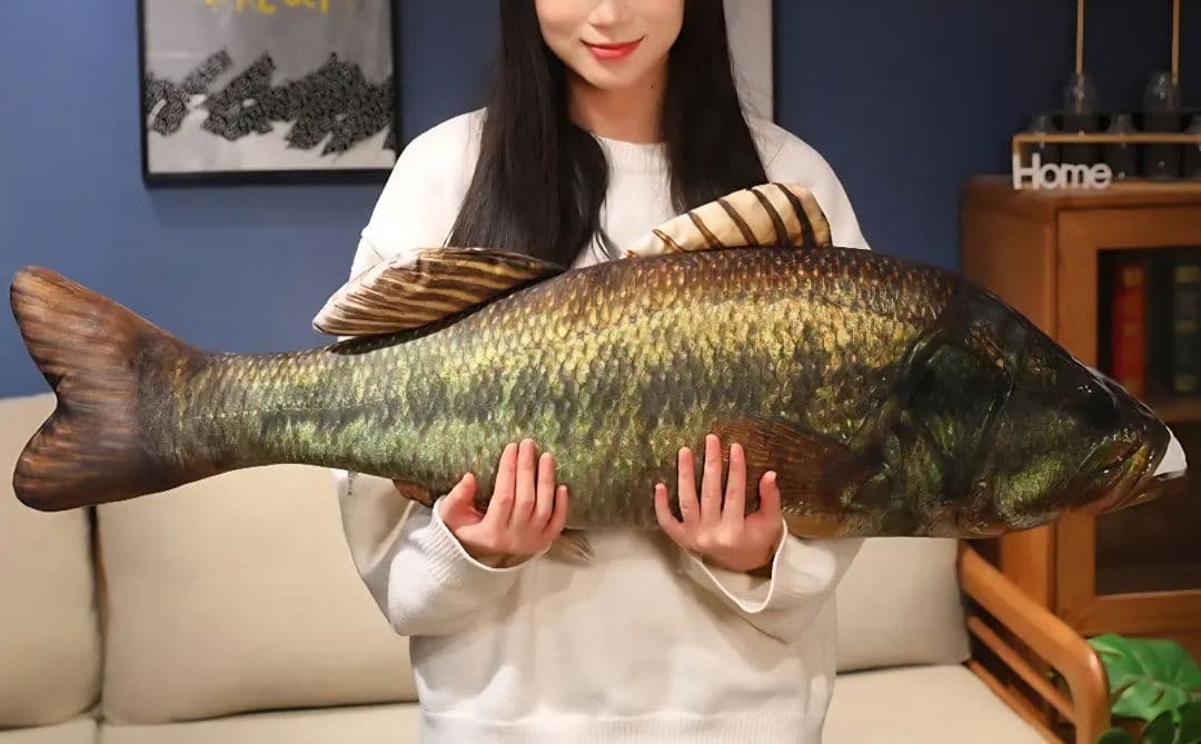 ブラックバス 約85cm リアルプリント 巨大人形 抱き枕 置物 フィギュア
