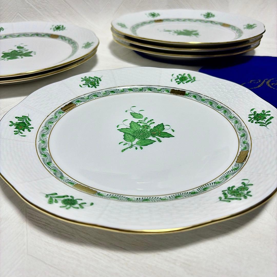 HEREND ヘレンド アポニー・グリーン プレート 25cm 6枚セット