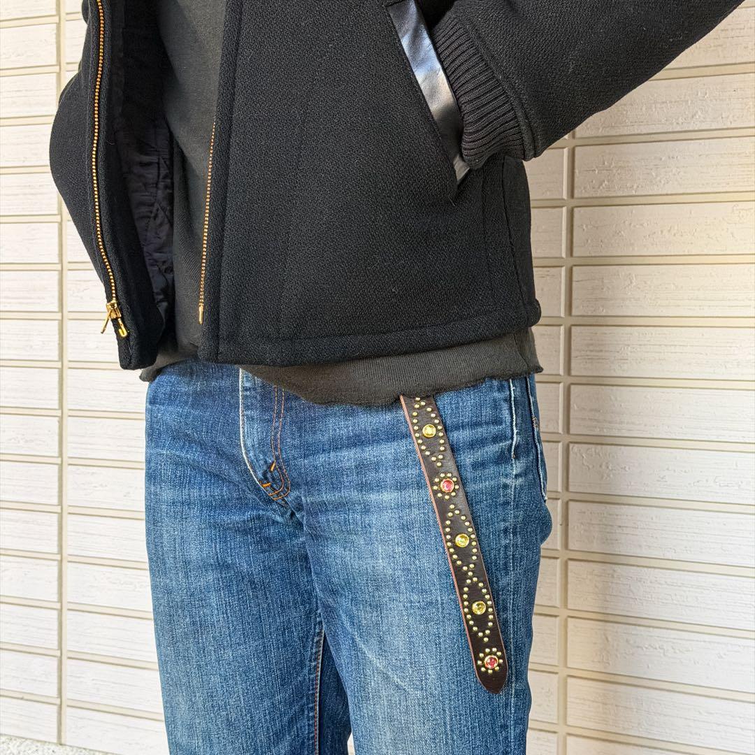 スタッズナローベルトRiot UKチョコ23mm34inch130cm