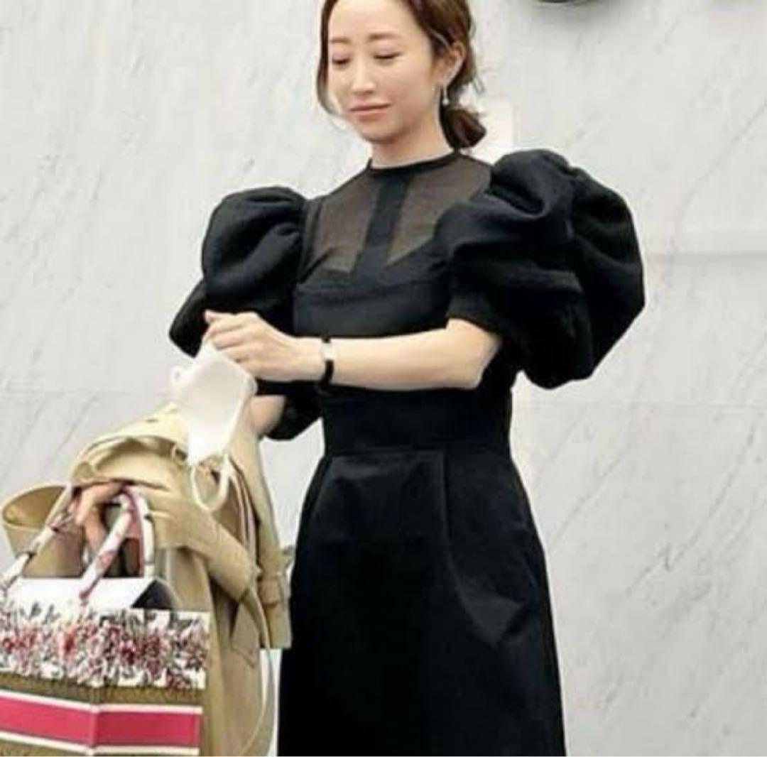 ラドロー　黒 パフスリーブ 半袖 トップス