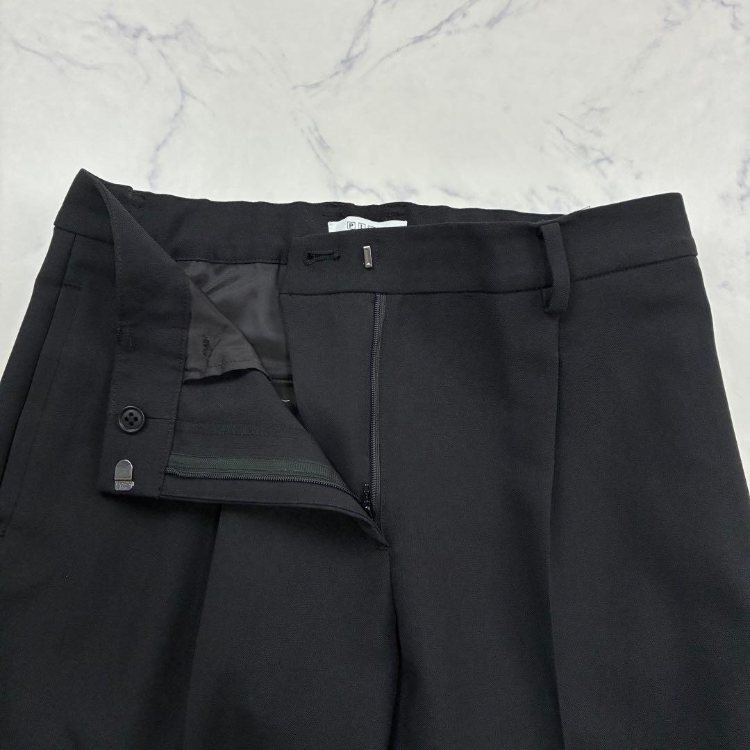 PLST　パンツスーツ　セットアップ　ノーカラージャケットM　パンツL　ブラック