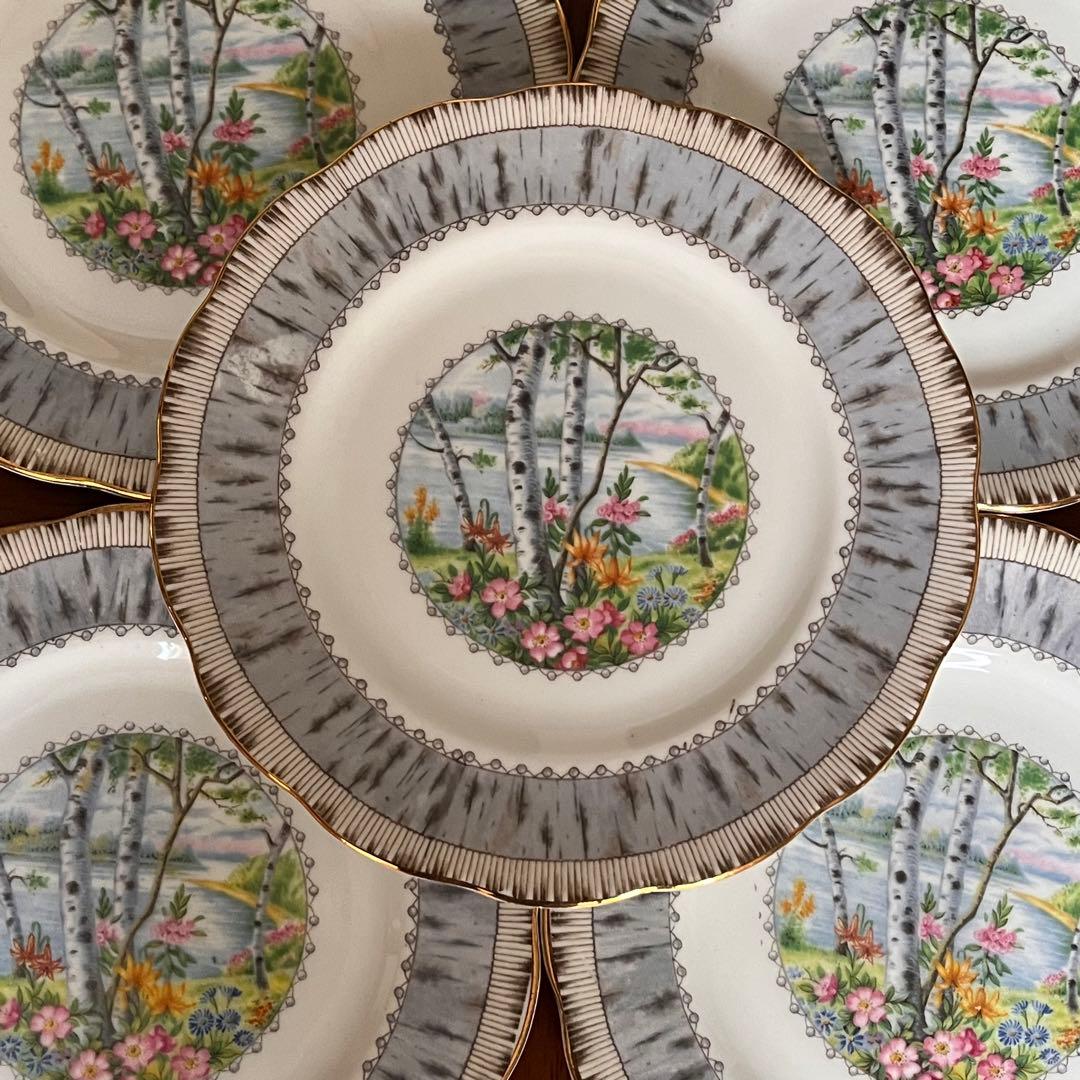 【英国ビンテージ】ロイヤルアルバート★シルバーバーチ★ケーキ皿　3枚