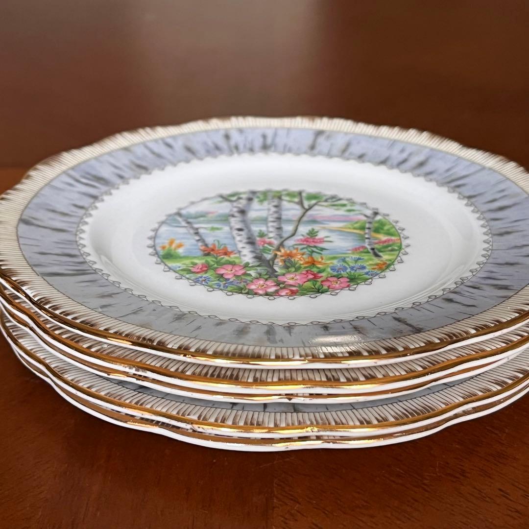 【英国ビンテージ】ロイヤルアルバート★シルバーバーチ★ケーキ皿　3枚