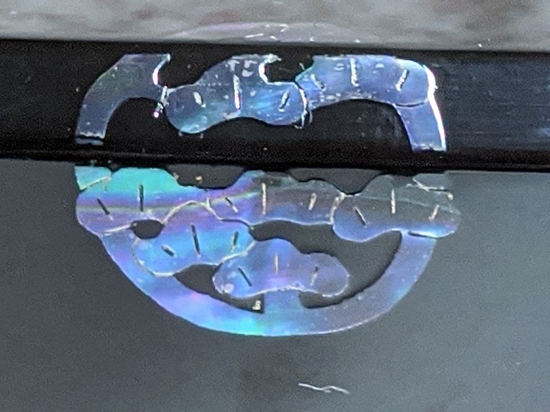 青貝入り 炉縁 宗光作 黒漆器 螺鈿細工(松竹梅) 共箱付き