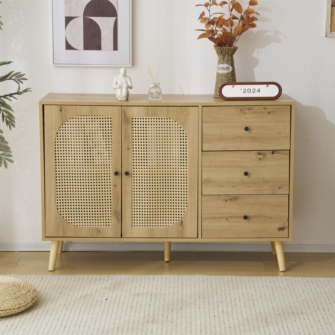人気再入荷！大容量キャビネットリビング 収納 ローボード　NATURAL