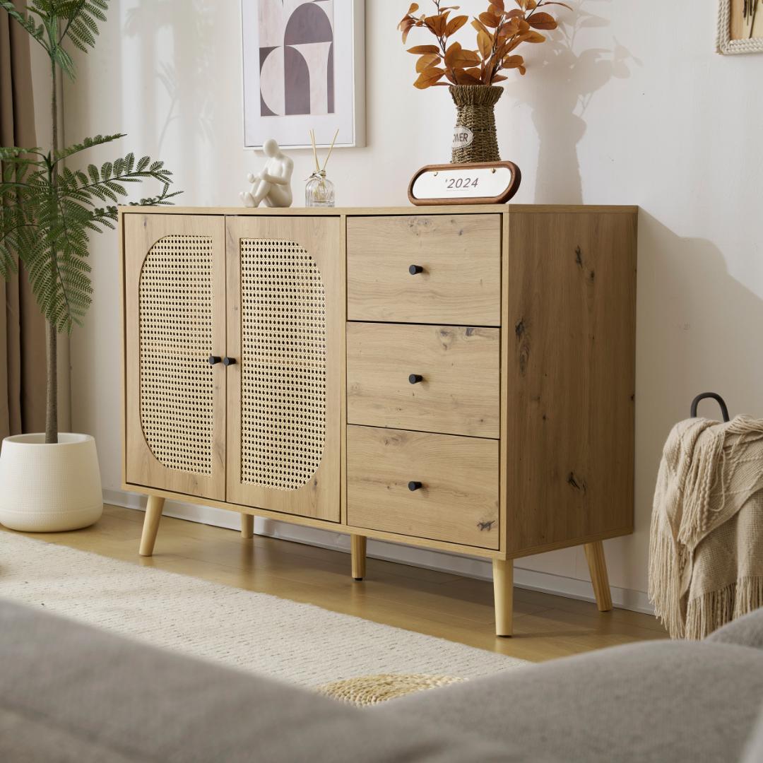 人気再入荷！大容量キャビネットリビング 収納 ローボード　NATURAL