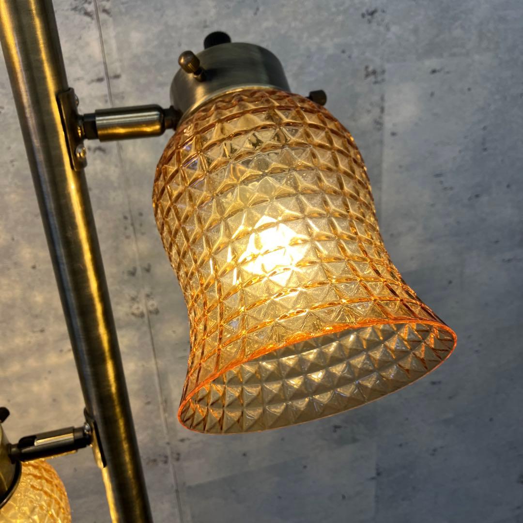 アンティーク ガラスシェード 3連灯 スタンドライト フロアライト