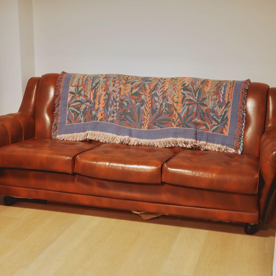 ミットセンチュリー　モダン　茶色　レザーソファ 3人掛け　昭和レトロ　カリモク