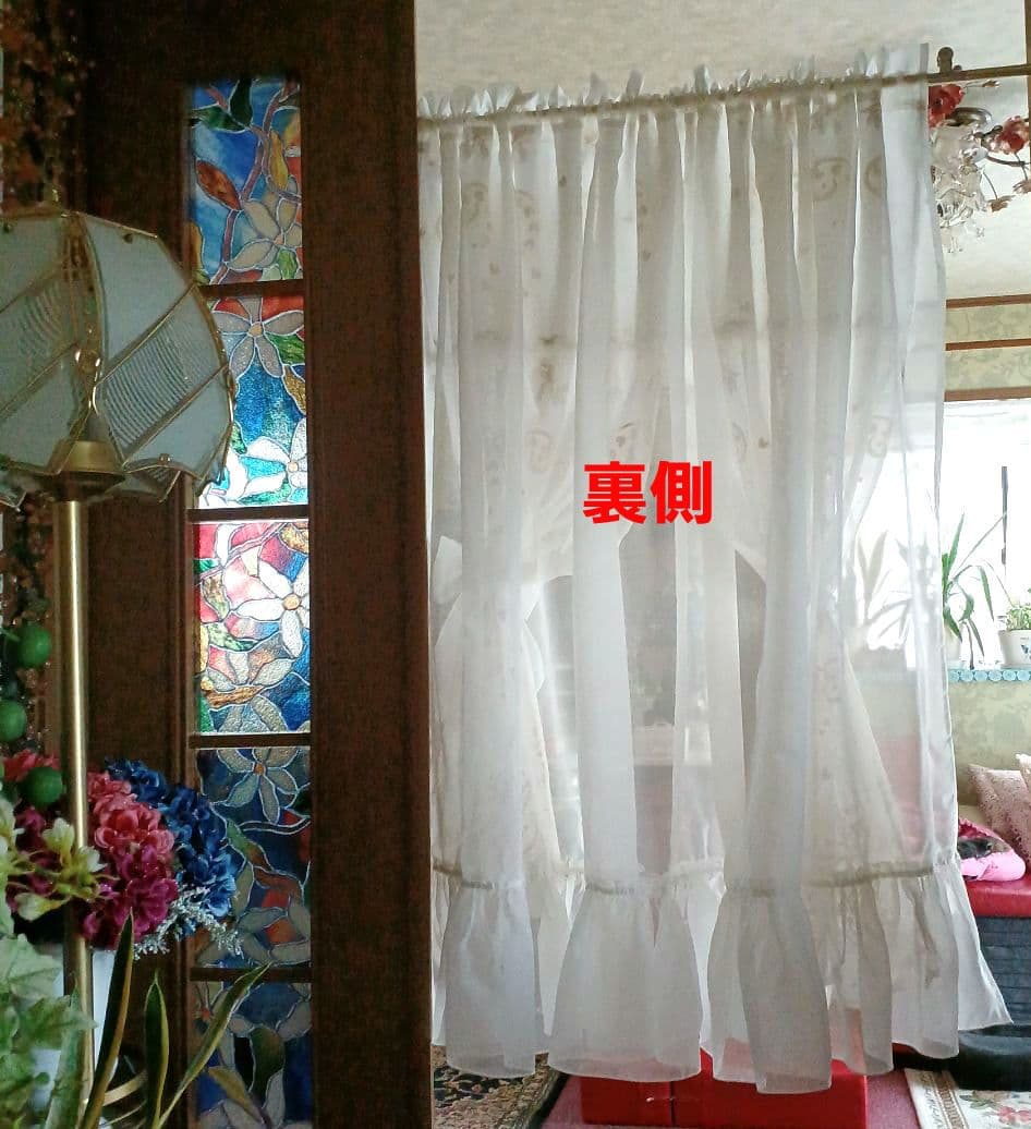 カフェカーテン【momo様オーダ　トルコレース2枚重ね　ダブルデザイン裾フリル】