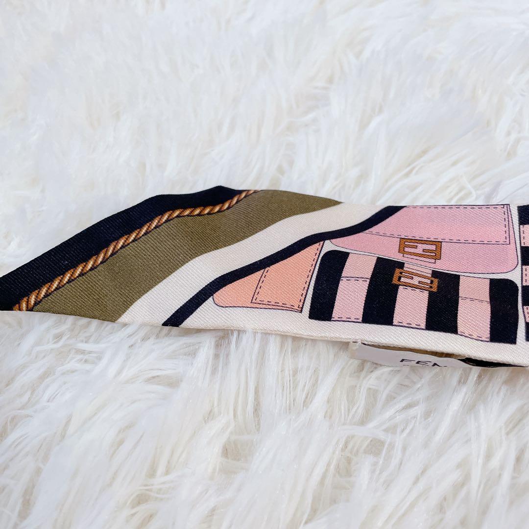 美品　フェンディ ラッピー　スカーフ　マンマバケット柄　FFロゴ　リボン