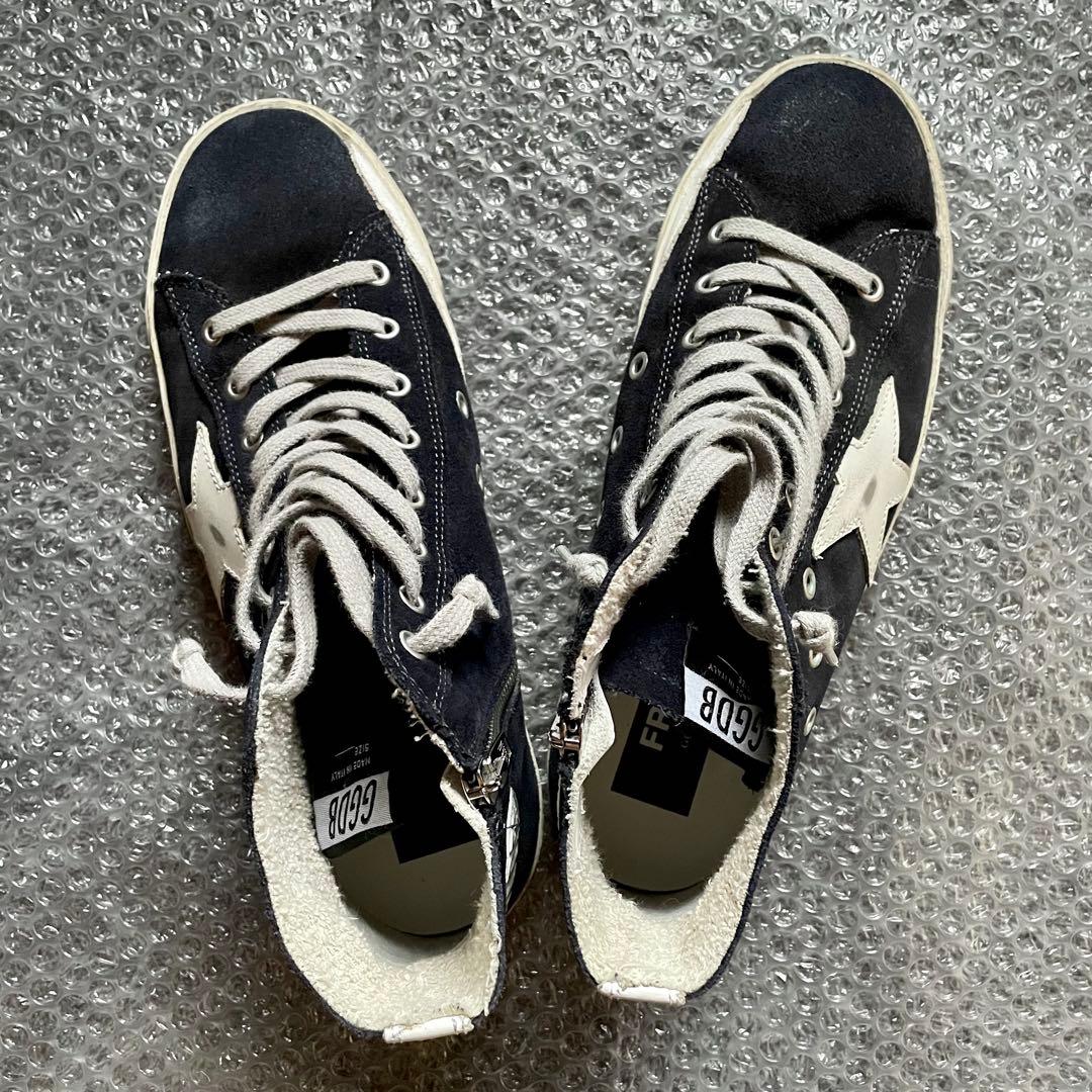 靴 GOLDEN  FRANCY navy suede-white lea