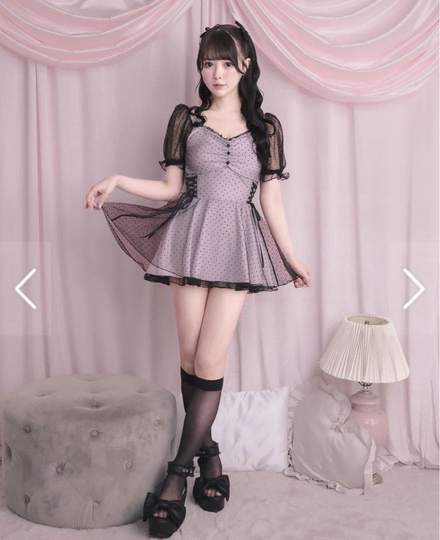 pium ドットチュールワンピーススイムウェア