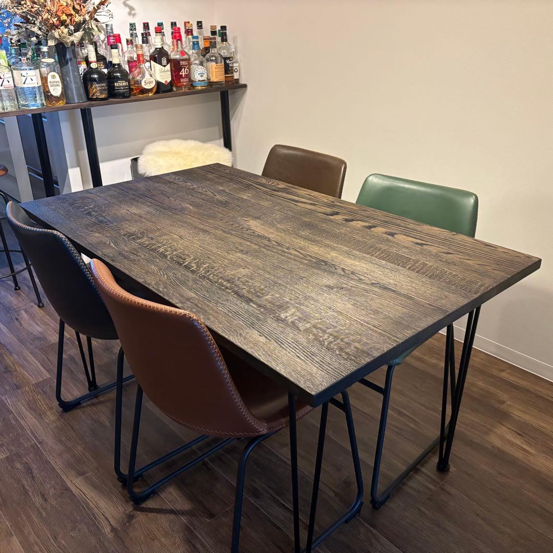 【4人用】天然木ダイニングテーブル 黒脚 ※テーブルのみの販売