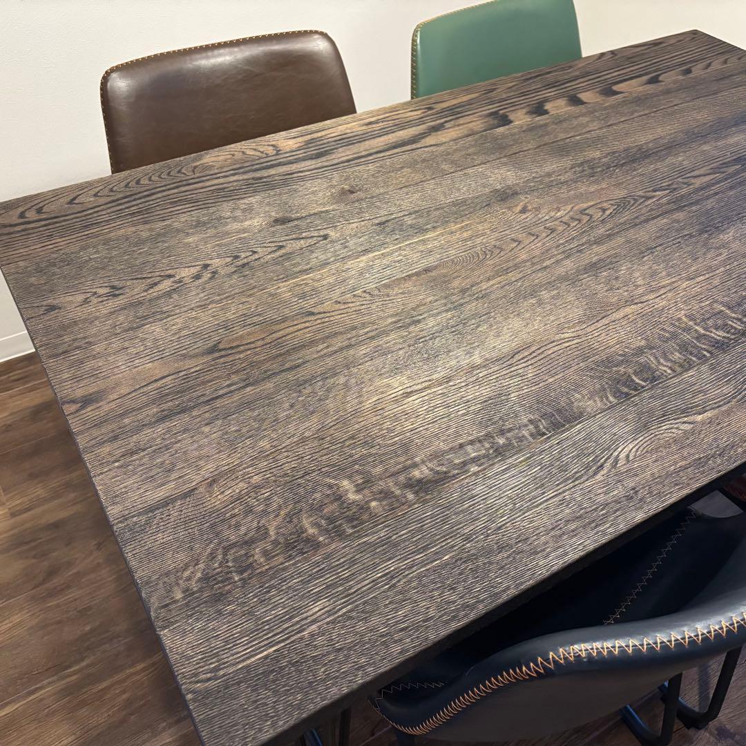 【4人用】天然木ダイニングテーブル 黒脚 ※テーブルのみの販売