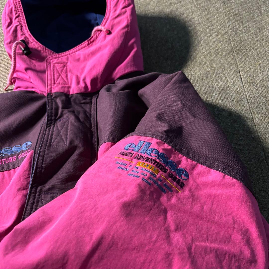 90s ellesse アノラックパーカー スノボウェア ドローコード 短丈