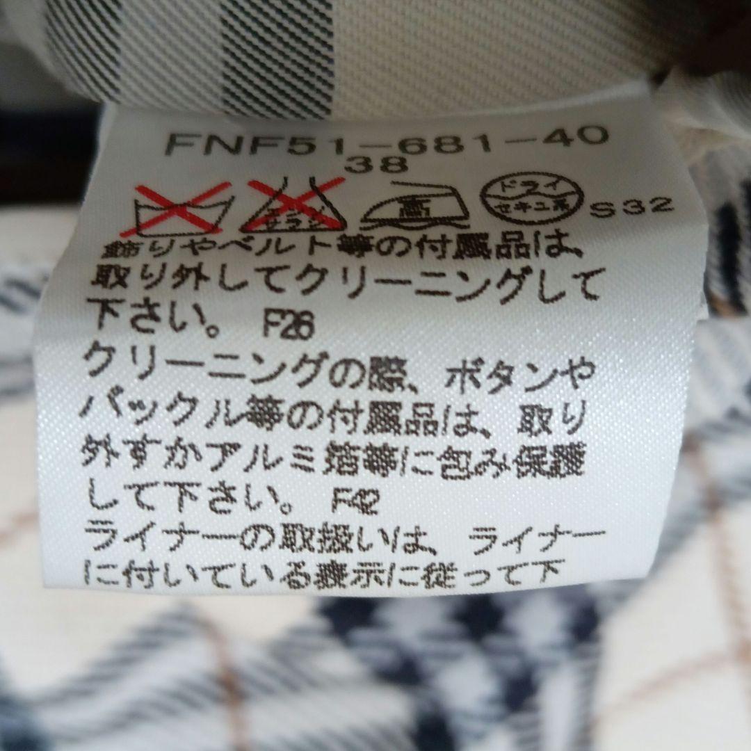 バーバリーブルーレーベル トレンチコート ノバチェック ライナー 38 ロング